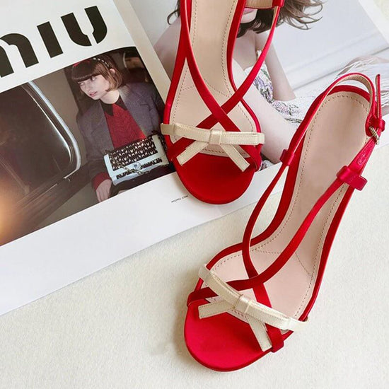 Women's Open Toe Stilettos Bow Buckle Sandals $96.90 Dana Fashion Color: Black Size: 35 Women's shoes Product information: Toe holder shape: square head Color: black, red Shoe Upper material: Satin Size: 35,36,37,38,39 Style: Sweet Packing list: Sandals *