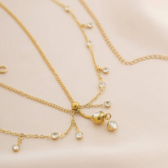 Women's Personalized Zircon Navel Stud Body Chains $14.00 Dana Fashion Color: 01 Gold Women's Accessories Product information: Color: 01 Gold, 02 White k,03 Gold, 04 White k,05 gold Size: 125cm Applicable Gender: Female Material: Metal Popular elements: T