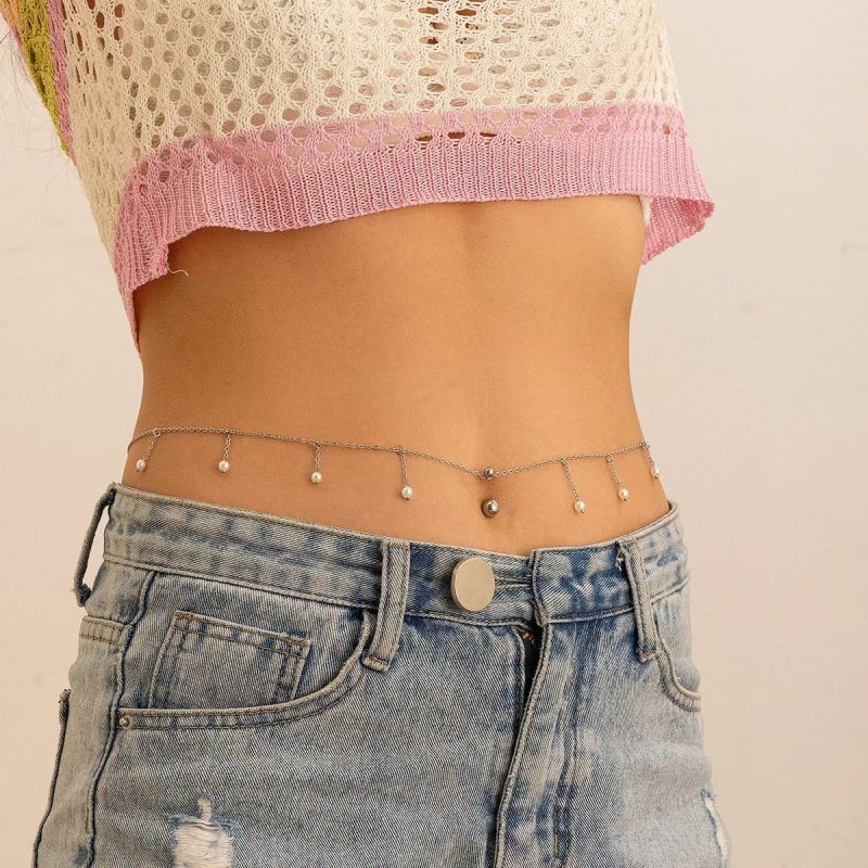 Women's Personalized Zircon Navel Stud Body Chains $14.00 Dana Fashion Color: 04 White K Women's Accessories Product information: Color: 01 Gold, 02 White k,03 Gold, 04 White k,05 gold Size: 125cm Applicable Gender: Female Material: Metal Popular elements