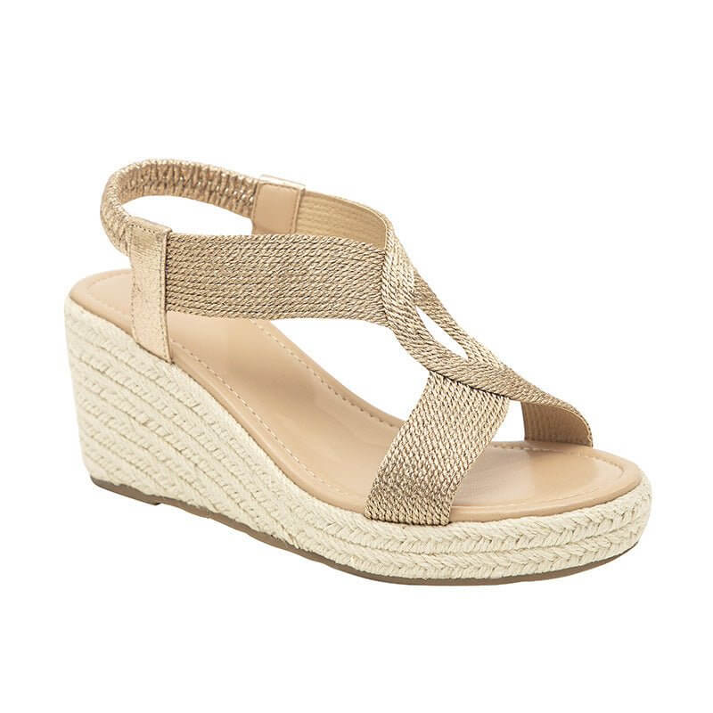 Women's Platform Wedge Sandals Casual Fashion $59.90 Dana Fashion Color: Khaki Size: 35 Women's shoes Product information: Lining material: Microfiber Toe holder shape: round head Color: khaki, royal blue, bronze Shoe Upper material: Microfiber Size: 35,3