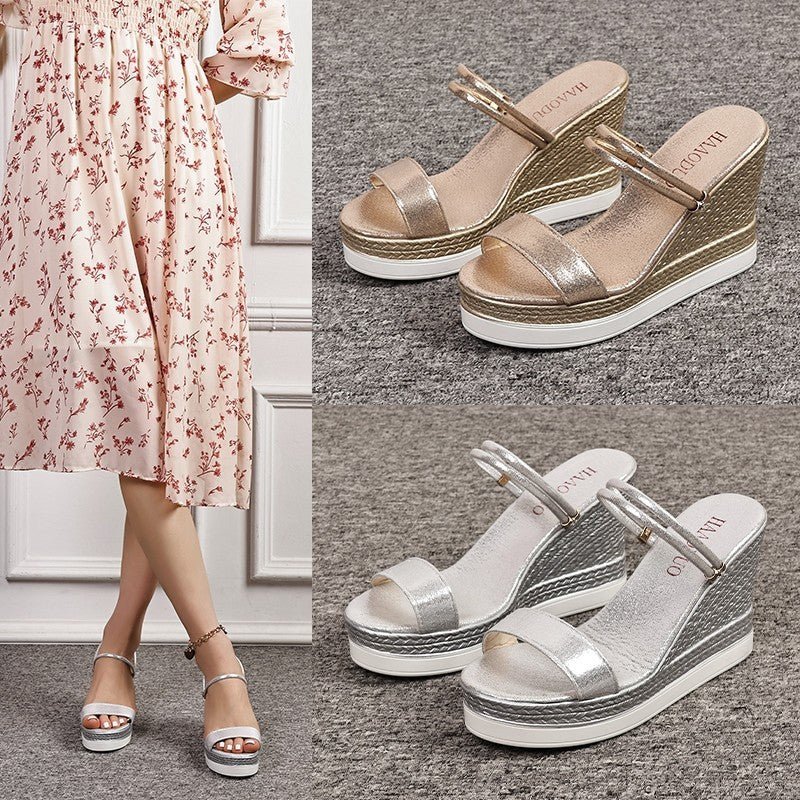 Women's Platform Wedge Sandals Pu Sole $46.05 Dana Fashion Color: Gold Size: 35 Women's shoes Product information: Lining material: PU Toe holder shape: round head Color: gold, silver Shoe Upper material: pu Size: 35,36,37,38,39,40,41,42 Wearing method: S