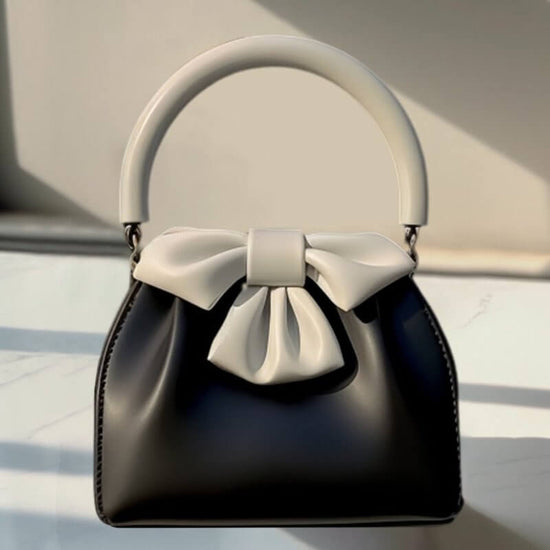 Women's Pleated Handbag Contrast Color Bow Bucket Bag $36.25 Dana Fashion Color: Black Women's Bags Product information: Color: Black Material: PU Size: 20CM * 20CM * 7CM Packing list: 1*Handbag Product Image: