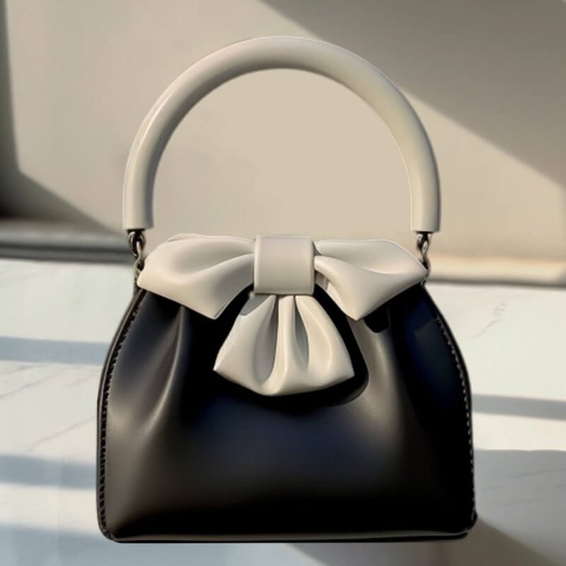 Women's Pleated Handbag Contrast Color Bow Bucket Bag $36.25 Dana Fashion Color: Black Women's Bags Product information: Color: Black Material: PU Size: 20CM * 20CM * 7CM Packing list: 1*Handbag Product Image: