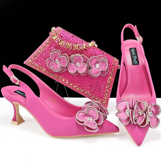 Women's Pointed Toe Shoes Bag Set Handmade Flower Decoration Simple Banquet Style $169.00 Dana Fashion Color: Rose Red Size: 38 Women's shoes Product information: Lining material: Microfiber Color: black, brown, dark green, rose, gold, pink, blue, white H