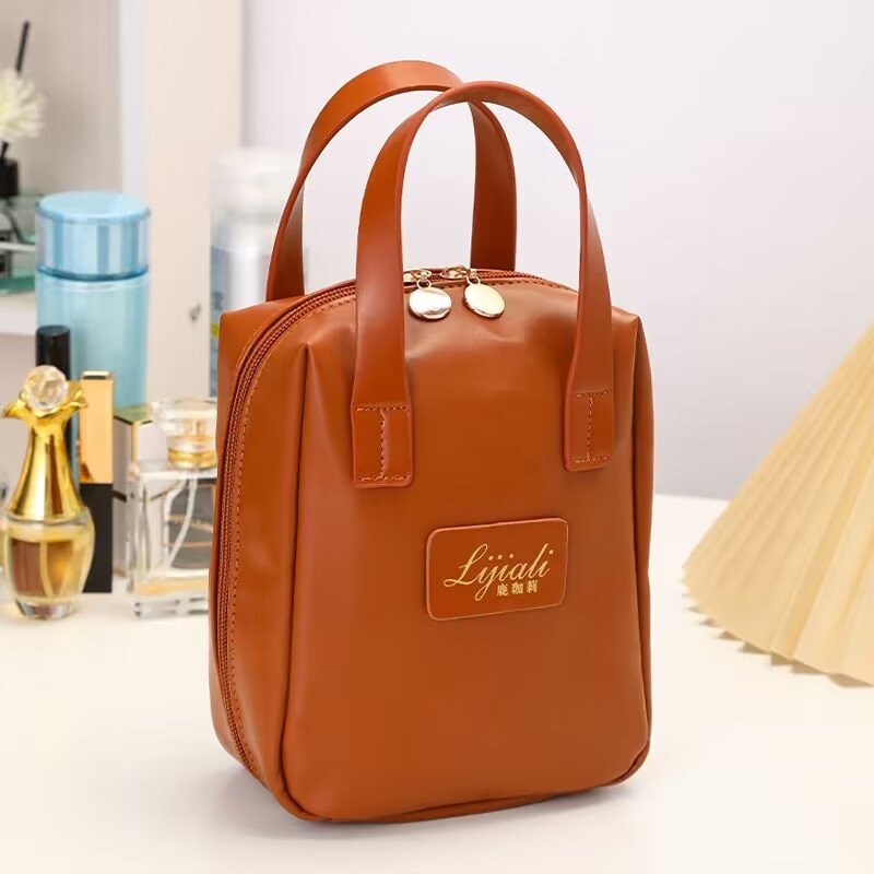 Women's Portable Storage Cosmetic Bag $20.17 Dana Fashion Color: Dark Brown Women's Bags Product information: Pattern: solid color Lining texture: Polyester Applicable scenarios: daily matching Color: white, pink, dark brown, black Applicable Gender: Fema