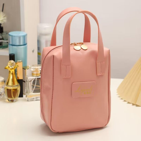 Women's Portable Storage Cosmetic Bag $20.17 Dana Fashion Color: Pink Women's Bags Product information: Pattern: solid color Lining texture: Polyester Applicable scenarios: daily matching Color: white, pink, dark brown, black Applicable Gender: Female Fun