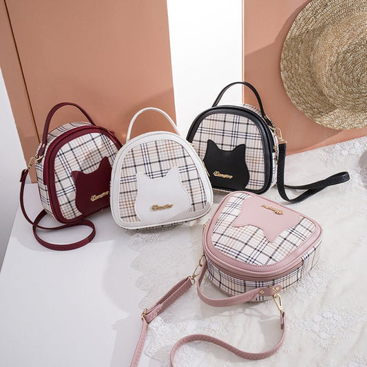 Women's Printed Checks Cat Pattern Shoulder Bag $18.50 Dana Fashion Color: Black Women's Bags Product information: Color: white, black, red, pink Material: PU Suitcase shape: Oval Popular elements: Plaid Style: Casual Size: 19*18 * 6cm Packing list: Women