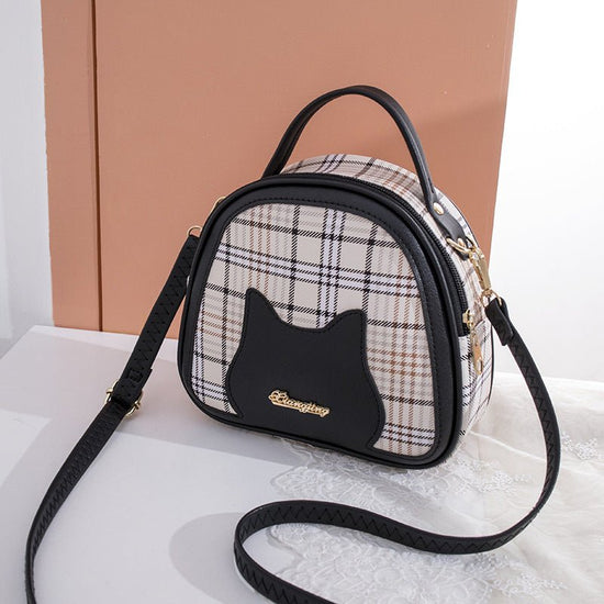 Women's Printed Checks Cat Pattern Shoulder Bag $18.50 Dana Fashion Color: Black Women's Bags Product information: Color: white, black, red, pink Material: PU Suitcase shape: Oval Popular elements: Plaid Style: Casual Size: 19*18 * 6cm Packing list: Women