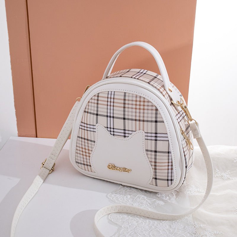 Women's Printed Checks Cat Pattern Shoulder Bag $18.50 Dana Fashion Color: White Women's Bags Product information: Color: white, black, red, pink Material: PU Suitcase shape: Oval Popular elements: Plaid Style: Casual Size: 19*18 * 6cm Packing list: Women