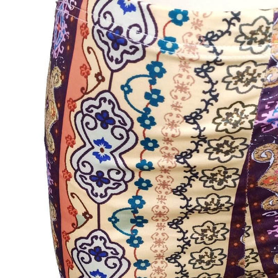 Women's Printed Slightly Flared Leggings $65.90 Dana Fashion Color: Blue size: L Women's clothing Product information: Color: yellow, blue, picture color Pants length: trousers Waist type: high waist Size: S,M,L,XL Main fabric composition: Polyester Fiber