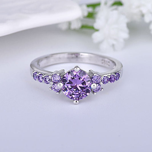 Women's Purple Gemstone Copper Ring $10.04 Dana Fashion Color: Purple Diamond Size: Standard US Code No 10 Women's Accessories Product information: Type: Ring Color: purple Applicable population: Female Size: standard US Code 6, standard US Code 7, standa