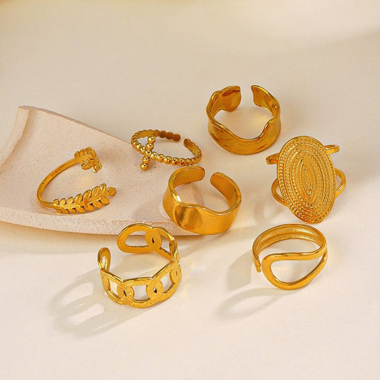 Women's Retro Fashion Stainless Steel Shaped Ring $15.00 Dana Fashion Color: Gold Ring 024 Women's Accessories Product information: Type: Ring Treatment Process: Electroplating Color: gold ring 152, stem ring 152, gold ring 151, stem ring 151, gold ring 1