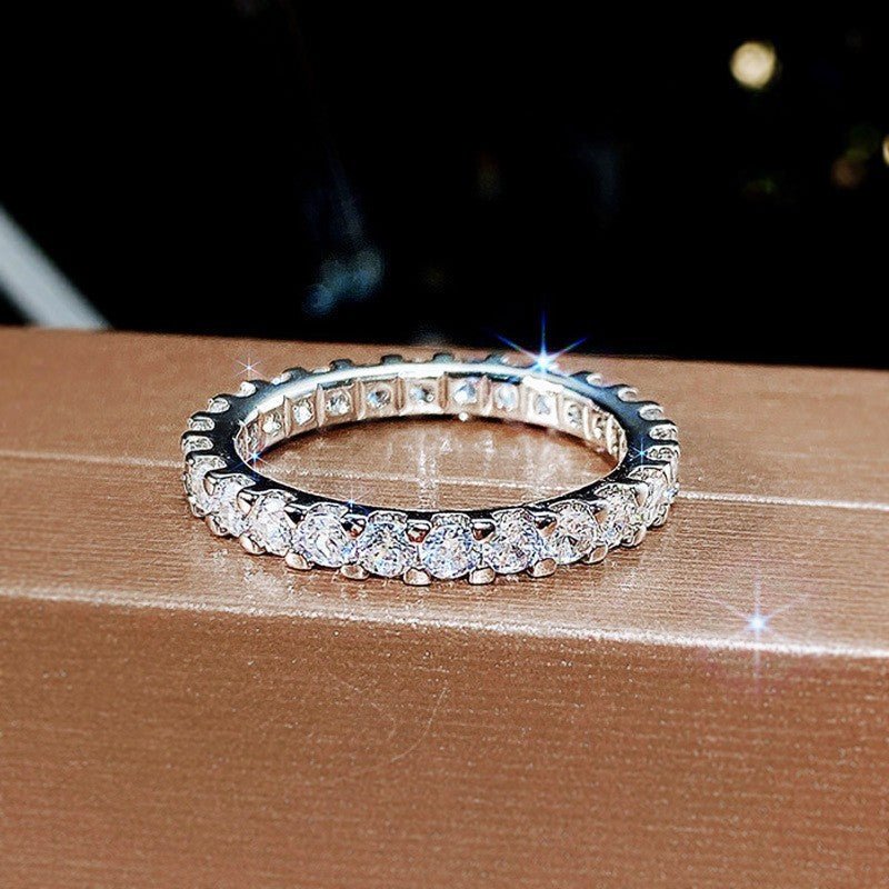 Women's Ring Fully-inlaid Full Circle Simulation Zircon $9.80 Dana Fashion Color: Copper White Gold Plated Size: 10 Yards Women's Accessories Product information: Type: Ring Treatment Process: Electroplating Color: Copper-plated gold, copper white gold pl