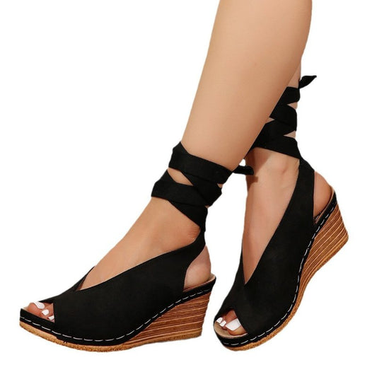 Women's Round Toe Peep Toe Winding Tape Fashion Sandals $45.50 Dana Fashion Color: Black Size: 36 Women's shoes Product information: Lining material: PU Toe bracket shape: Fish Mouth Color: black, khaki Shoe Upper material: pu Size: 36, 37, 38, 39, 40, 41