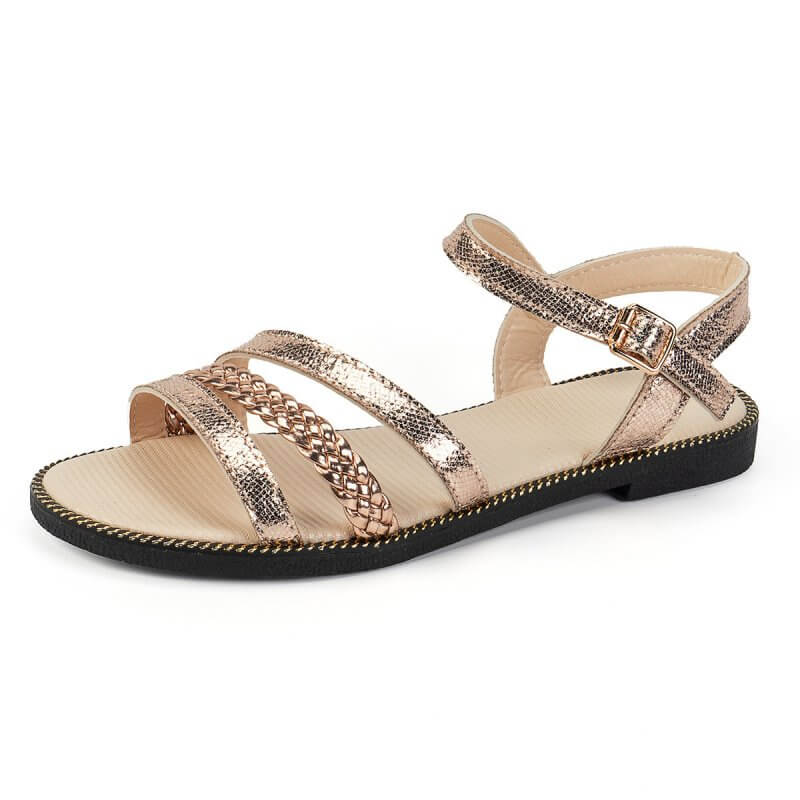 Women's Sandals Plus Size Buckle Strap Roman Style $34.50 Dana Fashion Color: Champagne Size: 36 Women's shoes Product information: Lining material: OTHER Color: Champagne Upper height: low top Size: 36,37,38,39,40,41,42,43 Sole craft: viscose shoes Sole