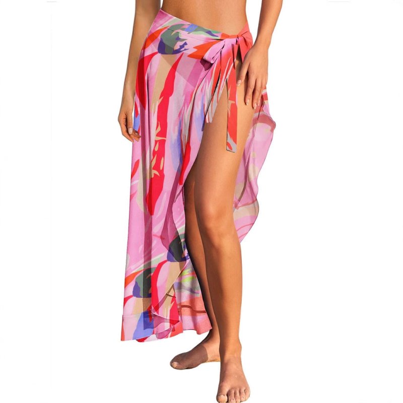 Women's Sarong Pleated Lace-up Swimsuit Blouse Skirt $29.00 Dana Fashion Color: Black Size: L Women's clothing Product information: Color: white, leopard print, multicolor, pink, navy blue, black, red, green, sky blue, light blue, rose Red Elasticity: ine
