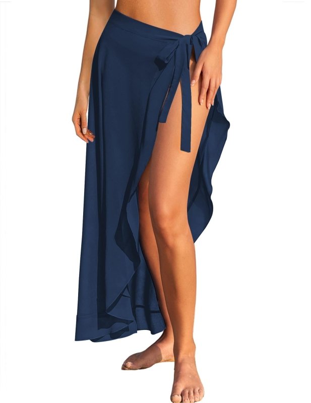Women's Sarong Pleated Lace-up Swimsuit Blouse Skirt $29.00 Dana Fashion Color: Navy Blue Size: L Women's clothing Product information: Color: white, leopard print, multicolor, pink, navy blue, black, red, green, sky blue, light blue, rose Red Elasticity: