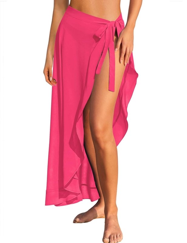Women's Sarong Pleated Lace-up Swimsuit Blouse Skirt $29.00 Dana Fashion Color: Rose Red Size: L Women's clothing Product information: Color: white, leopard print, multicolor, pink, navy blue, black, red, green, sky blue, light blue, rose Red Elasticity: