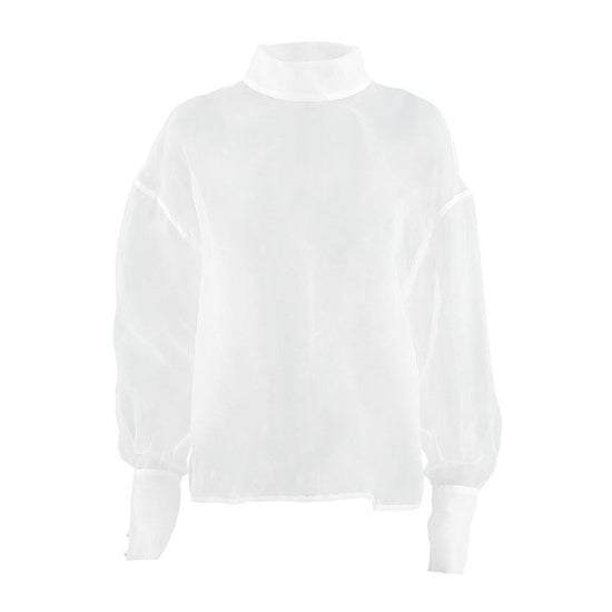 Women's Sheer Mesh Long-sleeved Shirt $50.50 Dana Fashion Color: White Size: L Women's clothing Product information: Fabric name: Polyester Color: white, black Size: S,M,L Sleeve length: long sleeve Popular elements: Grid Style: pullover Craft: collage/st