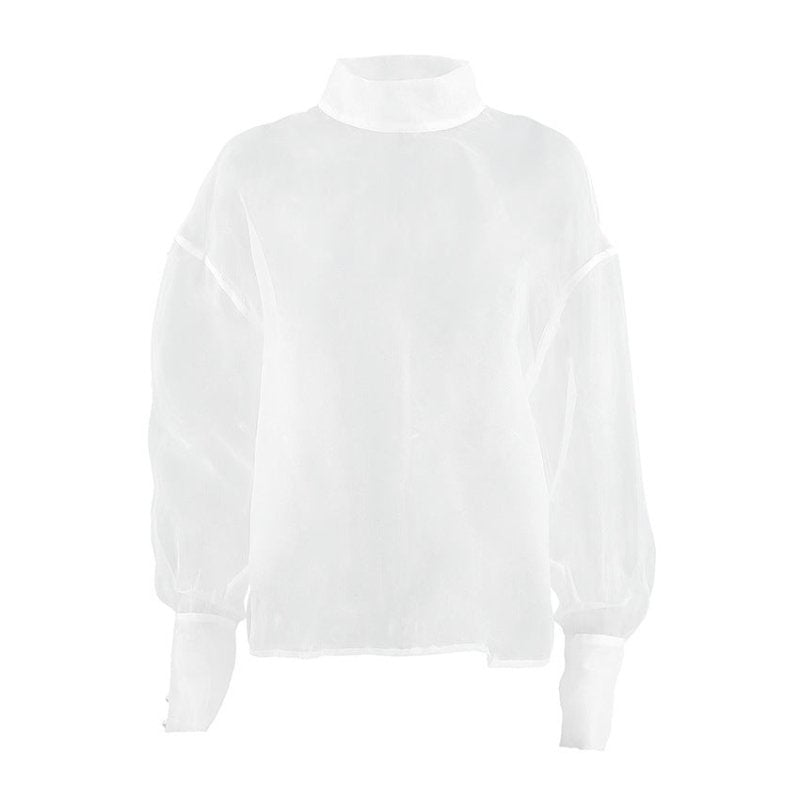 Women's Sheer Mesh Long-sleeved Shirt $50.50 Dana Fashion Color: White Size: L Women's clothing Product information: Fabric name: Polyester Color: white, black Size: S,M,L Sleeve length: long sleeve Popular elements: Grid Style: pullover Craft: collage/st