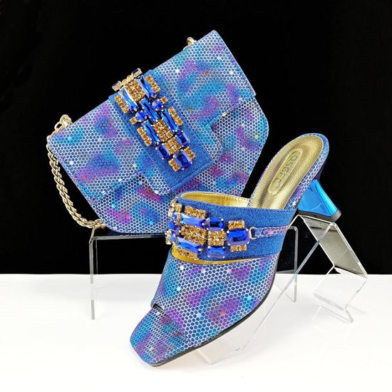 Women's Shoes And Bags Suit Camouflage Fabric Drill Buckle Decorative Casual High Heel Slippers $159.00 Dana Fashion Color: Blue Size: 38 Women's Bags Product information: Pattern: Camouflage Lining material: PU Color: blue, dark brown, magenta, gold, gre
