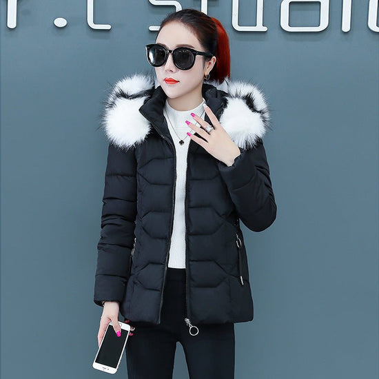 Women's Short Detachable Large Fur Collar Cotton Coat $53.50 Dana Fashion Color: Black Size: L Women's Accessories Product information: Color: pink, black, blue, red Size: M,L,XL,XXL,XXXL Thickness: thick Main fabric composition: Polyester Fiber Sleeve le