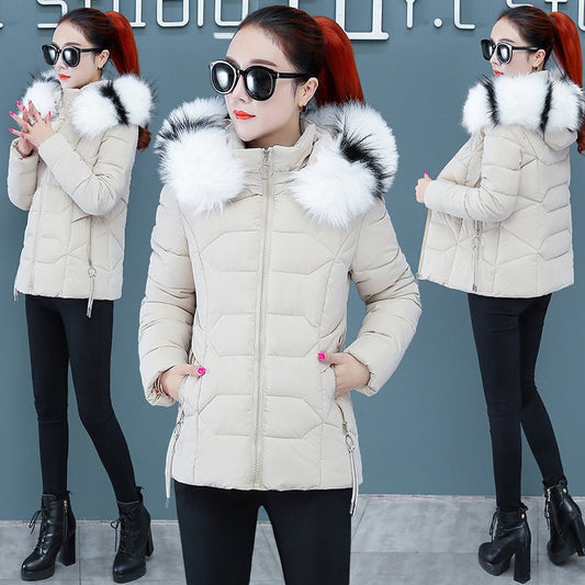 Women's Short Detachable Large Fur Collar Cotton Coat $53.50 Dana Fashion Color: Black Size: L Women's Accessories Product information: Color: pink, black, blue, red Size: M,L,XL,XXL,XXXL Thickness: thick Main fabric composition: Polyester Fiber Sleeve le