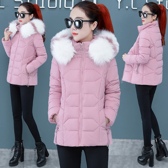 Women's Short Detachable Large Fur Collar Cotton Coat $53.50 Dana Fashion Color: Black Size: L Women's Accessories Product information: Color: pink, black, blue, red Size: M,L,XL,XXL,XXXL Thickness: thick Main fabric composition: Polyester Fiber Sleeve le