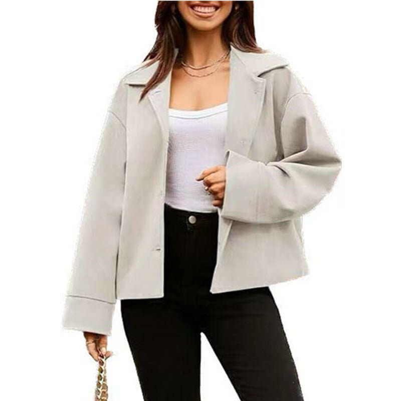 Women's Short Small Suit Long Sleeve Button Coat $35.90 Dana Fashion Color: White Size: L Women's clothing Product information: Color: black, white, gray, Army Green, camel Size: S,M,L,XL,XXL Style: slim fit Main fabric composition: Polyester (polyester f