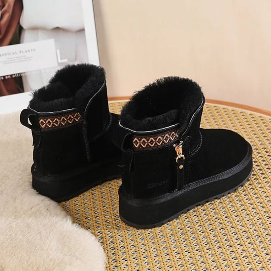 Women's Short Thick Warm Side Zip Platform Height Increasing Snow Boots $40.08 Dana Fashion Color: Black Size: 35 Women's shoes Product information: Pattern: solid color Applicable sports: Universal Color: maroon, black, gray Upper height: Mid-top Heel he
