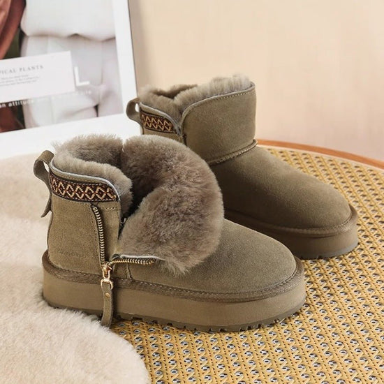 Women's Short Thick Warm Side Zip Platform Height Increasing Snow Boots $40.08 Dana Fashion Color: Black Size: 35 Women's shoes Product information: Pattern: solid color Applicable sports: Universal Color: maroon, black, gray Upper height: Mid-top Heel he