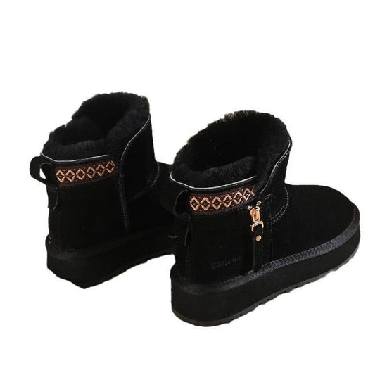Women's Short Thick Warm Side Zip Platform Height Increasing Snow Boots $40.08 Dana Fashion Color: Black Size: 35 Women's shoes Product information: Pattern: solid color Applicable sports: Universal Color: maroon, black, gray Upper height: Mid-top Heel he