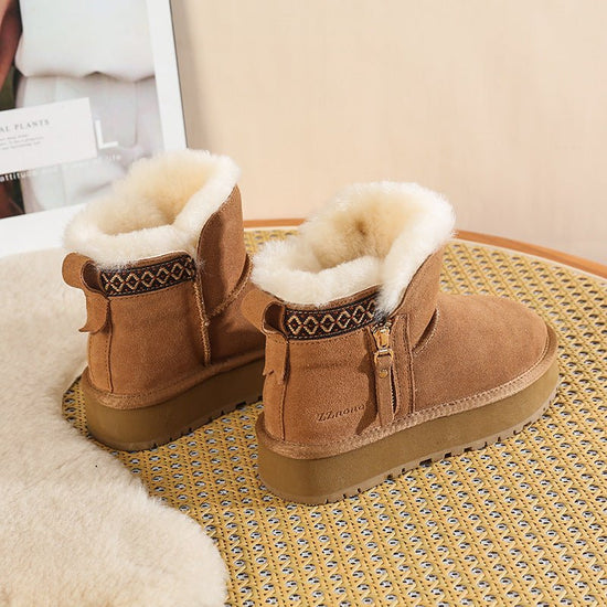 Women's Short Thick Warm Side Zip Platform Height Increasing Snow Boots $40.08 Dana Fashion Color: Black Size: 35 Women's shoes Product information: Pattern: solid color Applicable sports: Universal Color: maroon, black, gray Upper height: Mid-top Heel he