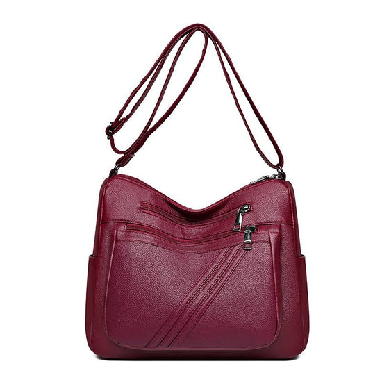 Women's Shoulder Messenger Bag Versatile Large Capacity $25.00 Dana Fashion Color: 071 Red Women's Bags Product information: Lining texture: Polyester Color: 071 Black, 071 Red Hardness: soft Material: PU Suitcase shape: square vertical model Popular elem