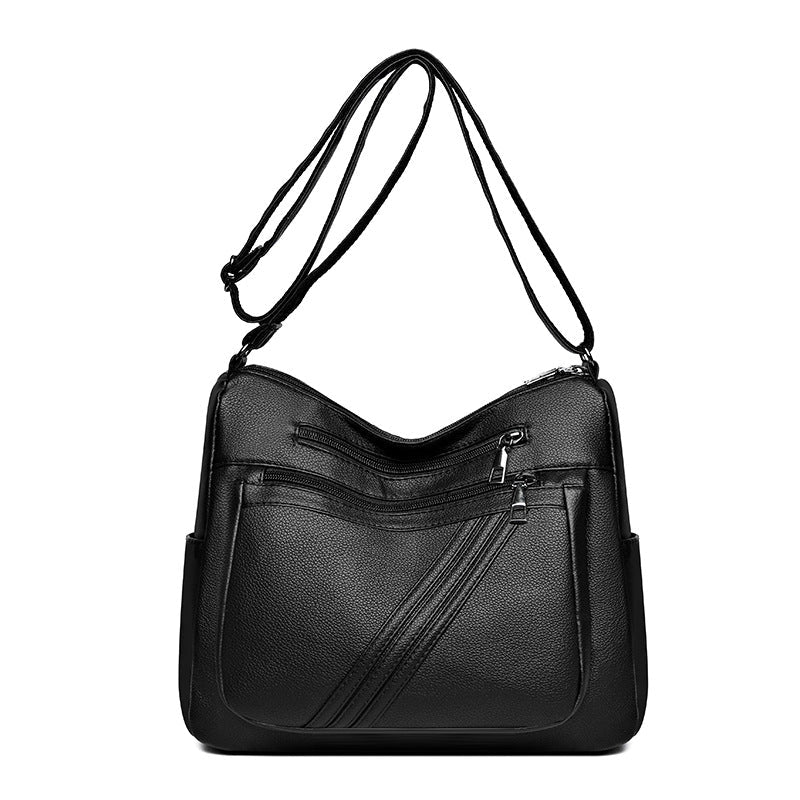 Women's Shoulder Messenger Bag Versatile Large Capacity $25.00 Dana Fashion Color: 071 Black Women's Bags Product information: Lining texture: Polyester Color: 071 Black, 071 Red Hardness: soft Material: PU Suitcase shape: square vertical model Popular el