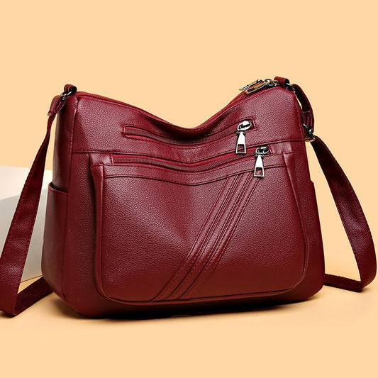 Women's Shoulder Messenger Bag Versatile Large Capacity $25.00 Dana Fashion Color: 071 Black Women's Bags Product information: Lining texture: Polyester Color: 071 Black, 071 Red Hardness: soft Material: PU Suitcase shape: square vertical model Popular el