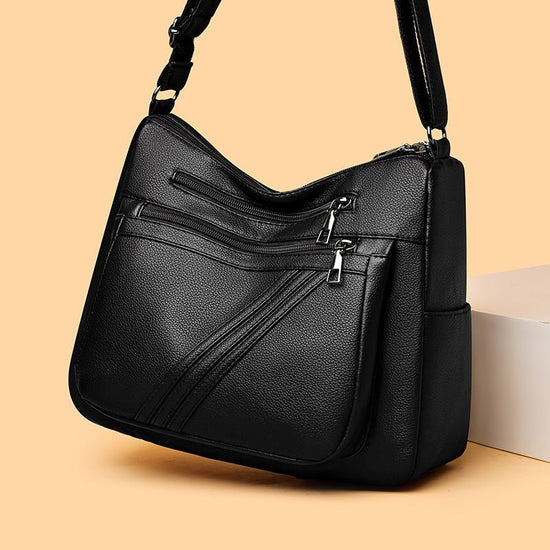 Women's Shoulder Messenger Bag Versatile Large Capacity $25.00 Dana Fashion Color: 071 Black Women's Bags Product information: Lining texture: Polyester Color: 071 Black, 071 Red Hardness: soft Material: PU Suitcase shape: square vertical model Popular el