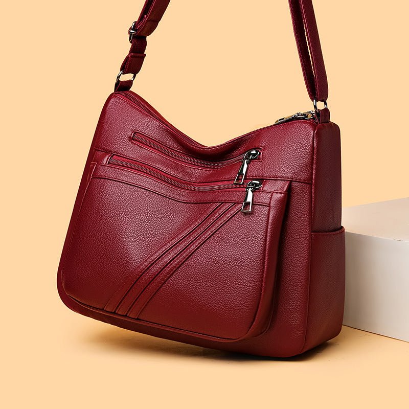 Women's Shoulder Messenger Bag Versatile Large Capacity $25.00 Dana Fashion Color: 071 Black Women's Bags Product information: Lining texture: Polyester Color: 071 Black, 071 Red Hardness: soft Material: PU Suitcase shape: square vertical model Popular el