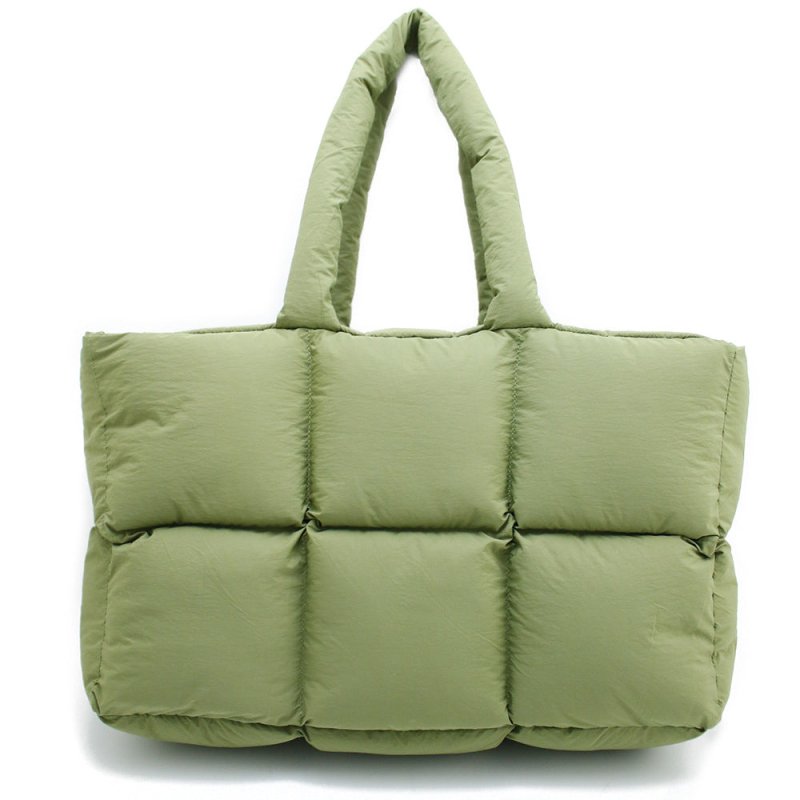 Women's Simple And Soft Large Capacity Puff Down Jacket Cotton Clothing Cloud Tote Bag $48.99 Dana Fashion Color: Olive Green Women's Bags Product information: Applicable scenarios: Daily matching Color: black, white, dark gray, pink, olive green, light b