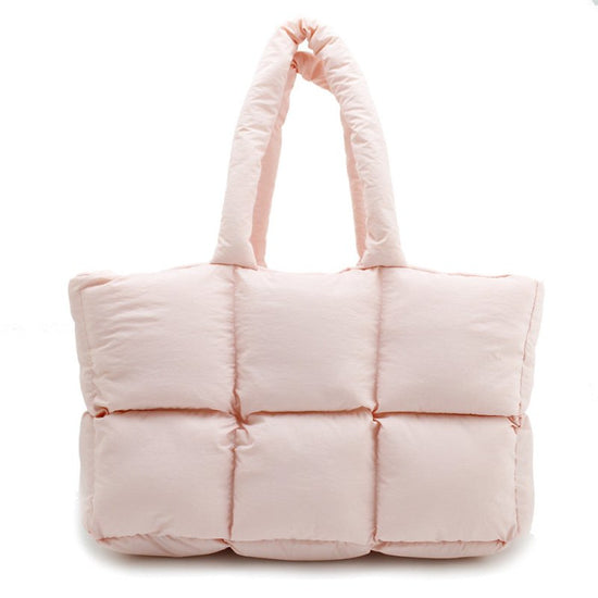 Women's Simple And Soft Large Capacity Puff Down Jacket Cotton Clothing Cloud Tote Bag $48.99 Dana Fashion Color: Pink Women's Bags Product information: Applicable scenarios: Daily matching Color: black, white, dark gray, pink, olive green, light blue, li