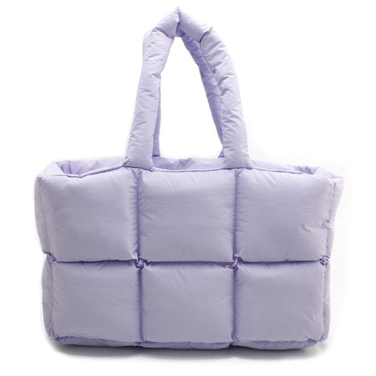 Women's Simple And Soft Large Capacity Puff Down Jacket Cotton Clothing Cloud Tote Bag $48.99 Dana Fashion Color: Light Purple Women's Bags Product information: Applicable scenarios: Daily matching Color: black, white, dark gray, pink, olive green, light