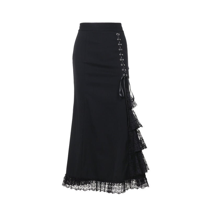 Women's Slim-fit Fishtail Lace-up Skirt $69.00 Dana Fashion Color: Black Size: L Women's clothing Product information: Skirt type: A- line skirt Color: Black Elastic: medium elastic Main fabric composition: Polyester (polyester fiber) Size: XS,S,M,L Note: