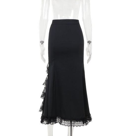 Women's Slim-fit Fishtail Lace-up Skirt $69.00 Dana Fashion Color: Black Size: L Women's clothing Product information: Skirt type: A- line skirt Color: Black Elastic: medium elastic Main fabric composition: Polyester (polyester fiber) Size: XS,S,M,L Note: