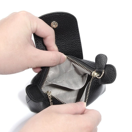 Women's Soft Genuine Leather Handbag Type Solid Color Simple Zipper Short Coin Purse $28.50 Dana Fashion Color: Black Women's Bags Product information: Applicable scenario: Daily configuration Color: grass green, black, gray, light blue, khaki Applicable