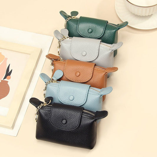 Women's Soft Genuine Leather Handbag Type Solid Color Simple Zipper Short Coin Purse $28.50 Dana Fashion Color: Black Women's Bags Product information: Applicable scenario: Daily configuration Color: grass green, black, gray, light blue, khaki Applicable