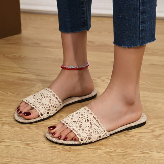 Women's Solid Color Breathable Home Slippers $42.50 Dana Fashion Color: Black Size: 36 Women's shoes Product information: Pattern: solid color Color: black, white Size: 36, 37, 38, 39, 40, 41, 42, 43 Popular elements: lace, hollow Shoe Upper material: art