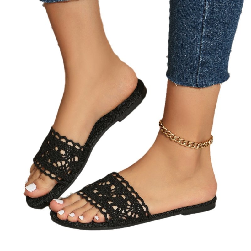Women's Solid Color Breathable Home Slippers $42.50 Dana Fashion Color: Black Size: 36 Women's shoes Product information: Pattern: solid color Color: black, white Size: 36, 37, 38, 39, 40, 41, 42, 43 Popular elements: lace, hollow Shoe Upper material: art