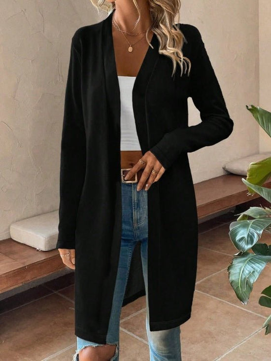 Women's Solid Color Long Style Solid Color Cardigan Long Sleeved Lightweight Knitted Cardigan $95.99 Dana Fashion Colour: Black Size: L Women's clothing Quantity per package: 1 piece Sleeve Length: Long Sleeveless Season: spring and autumntime Style: casu