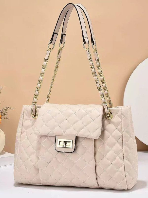 Women's Solid Color Simple Embroidery Thread Rhombus Large Capacity Chain Shoulder Messenger Bag $39.99 Dana Fashion Color: Beige White Women's Bags Product information: Lining text: Polyester Color: cream-white, black, pink, khaki, yellow, blue Outer bag
