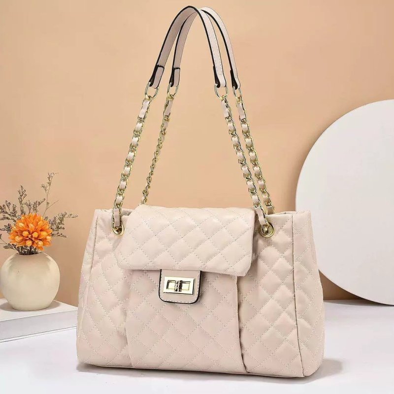 Women's Solid Color Simple Embroidery Thread Rhombus Large Capacity Chain Shoulder Messenger Bag $39.99 Dana Fashion Color: Beige White Women's Bags Product information: Lining text: Polyester Color: cream-white, black, pink, khaki, yellow, blue Outer bag